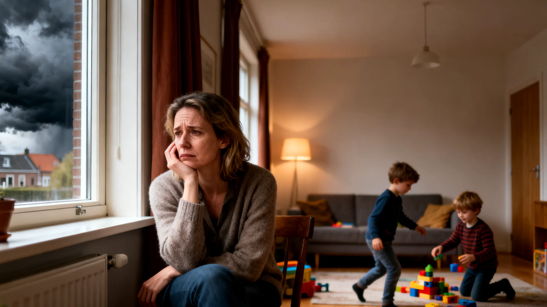 Angst van de moeder voor de toekomst van haar kinderen in een onzekere wereld"